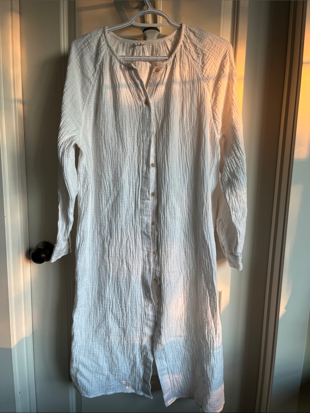 Wilfred‎ White Textured Gauze Long Sleeve Sleepwear
